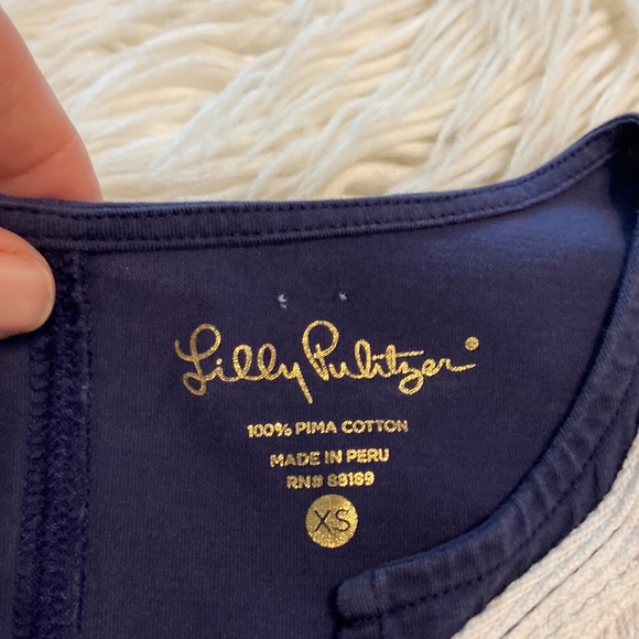 Lilly Pulitzer navy blue dress size XS very good condition 100% Pima cotton - Picture 11 of 12